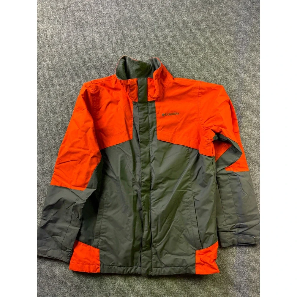 Columbia Interchange Jacket Youth XL Orange Grey Omni-Tech Waterproof Shell